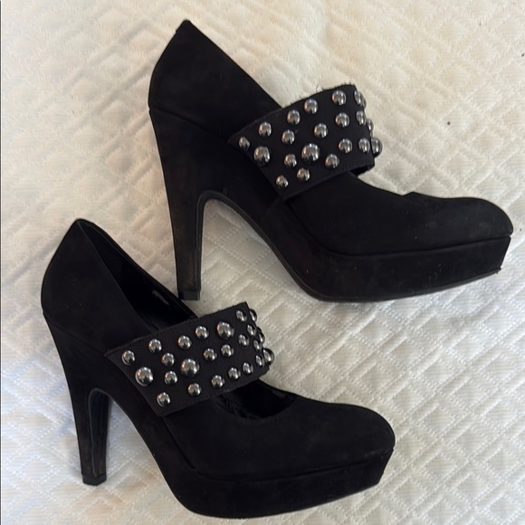 Gianni Bini Black Mary-Jane Studded Heels - Picture 2 of 11